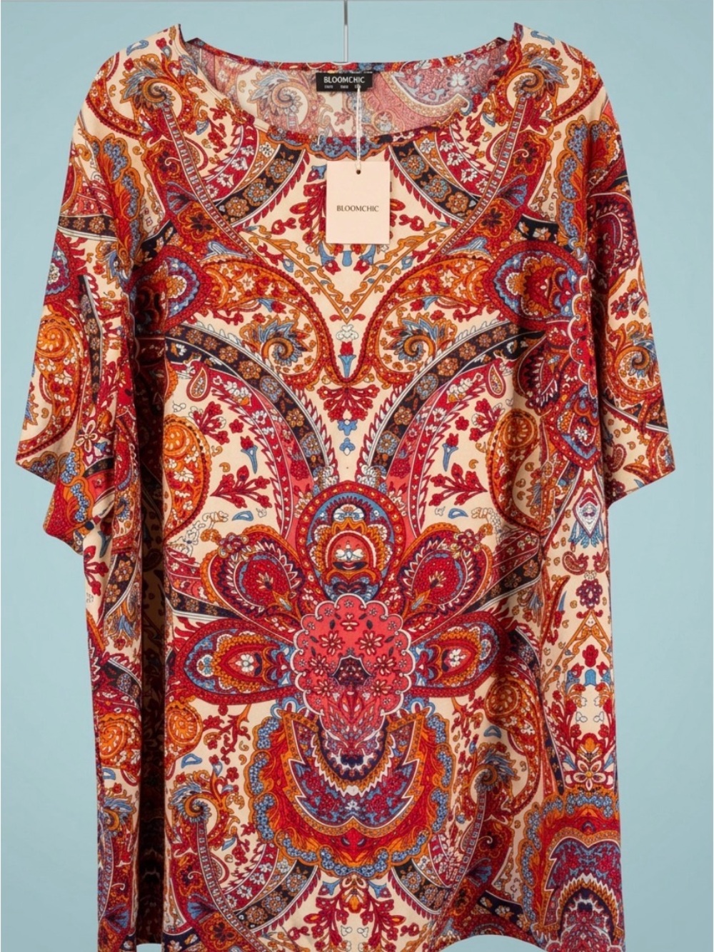 BloomChic Multicolor Paisley Short Sleeve Tunic